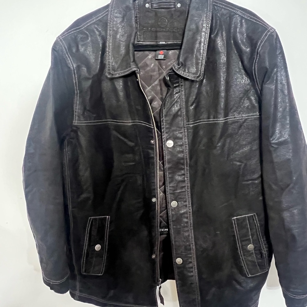 Stormtech Leather Jacket Men's size Large  Black With Pockets‎ Inside/Out LRJ-2
